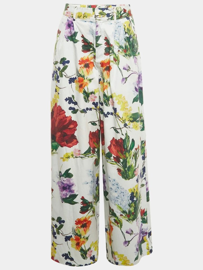Womens Alice + Olivia Vibrant Multicolor (Item- 73) Floral Wide Leg Pants 2
